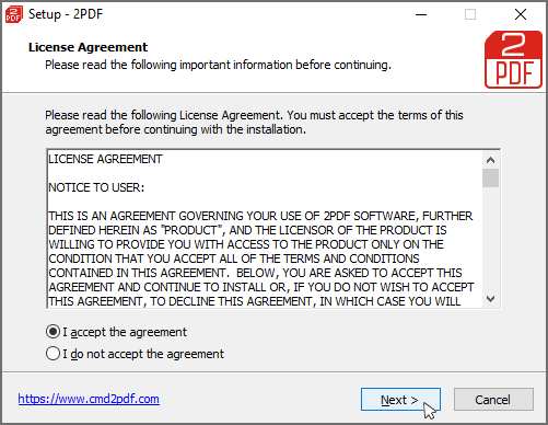 2PDF End User License Agreement