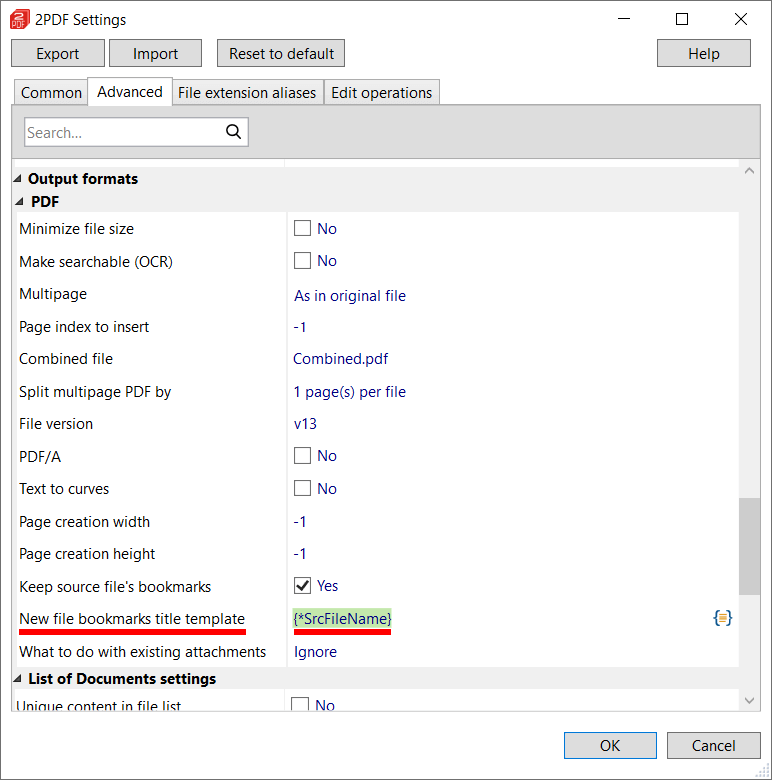 New file bookmarks title template